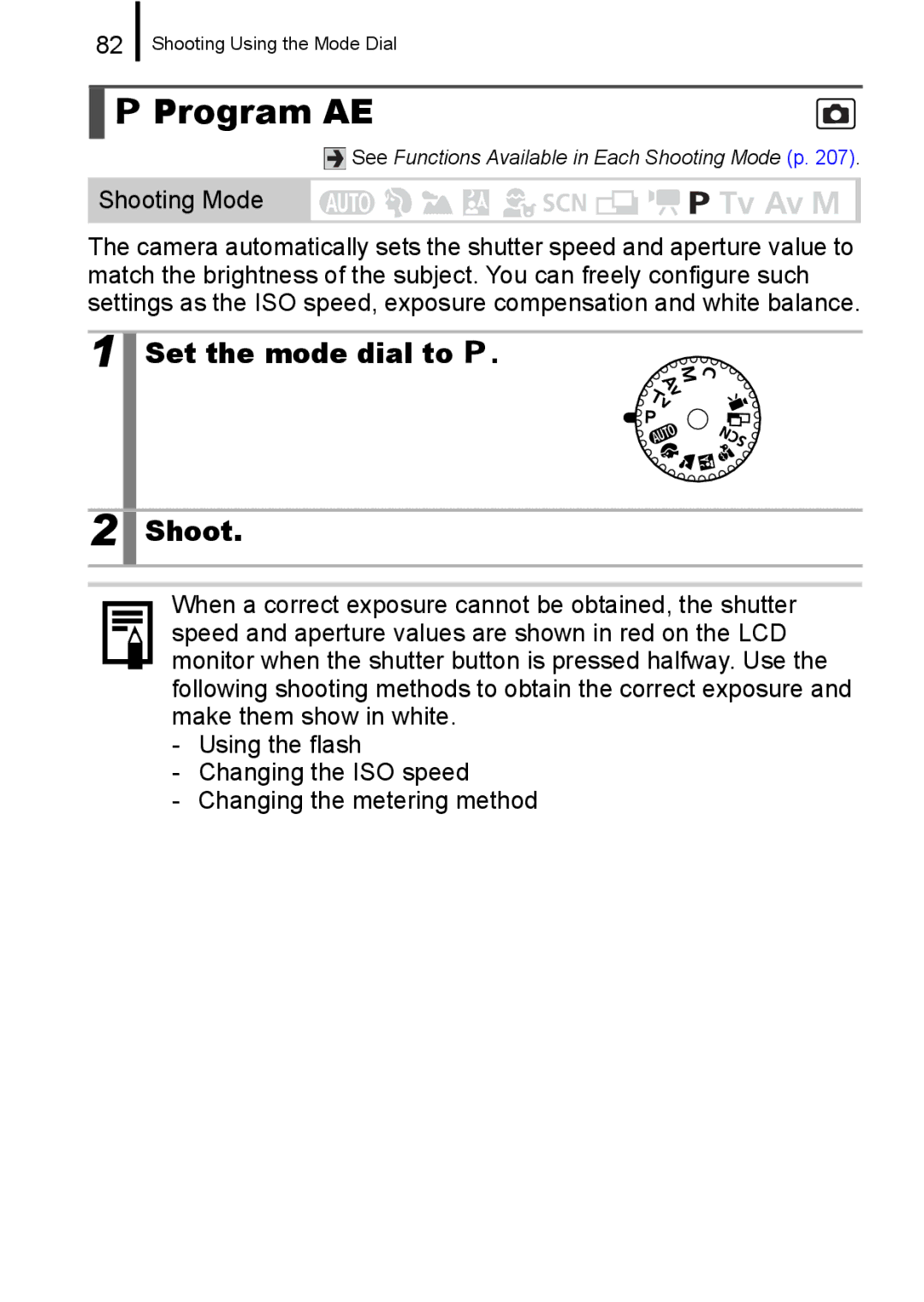 Canon A650 IS appendix Program AE, Set the mode dial to Shoot 