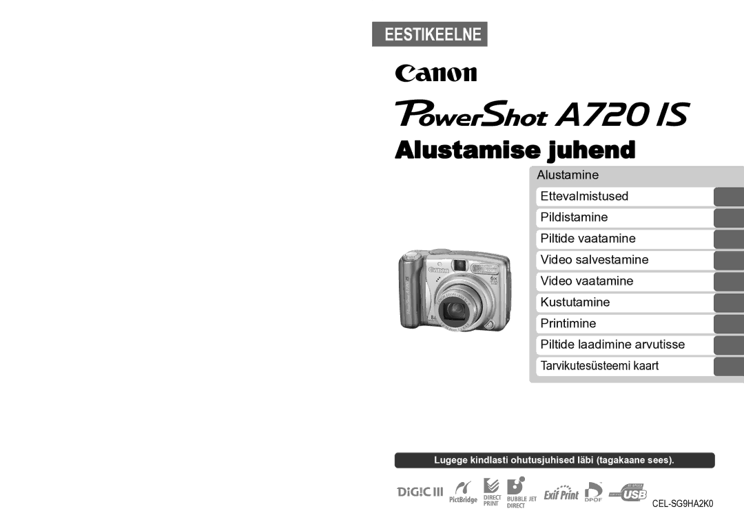 Canon A720 IS manual Alustamise juhend 