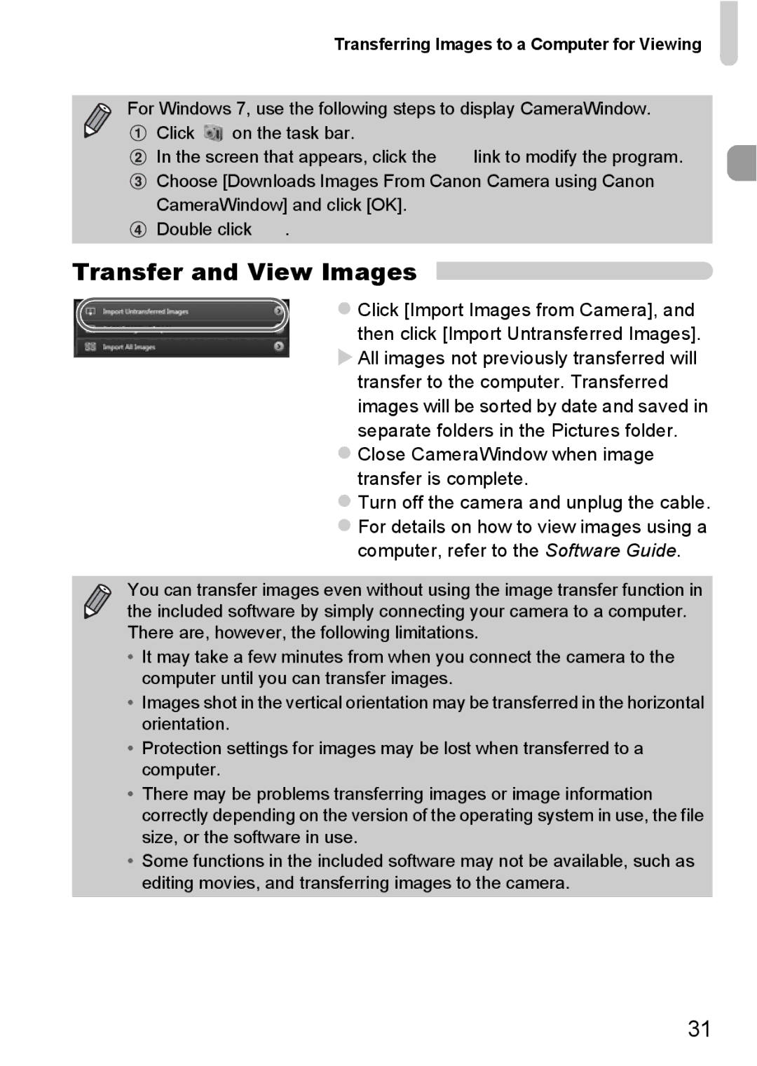 Canon A800 manual Transfer and View Images 