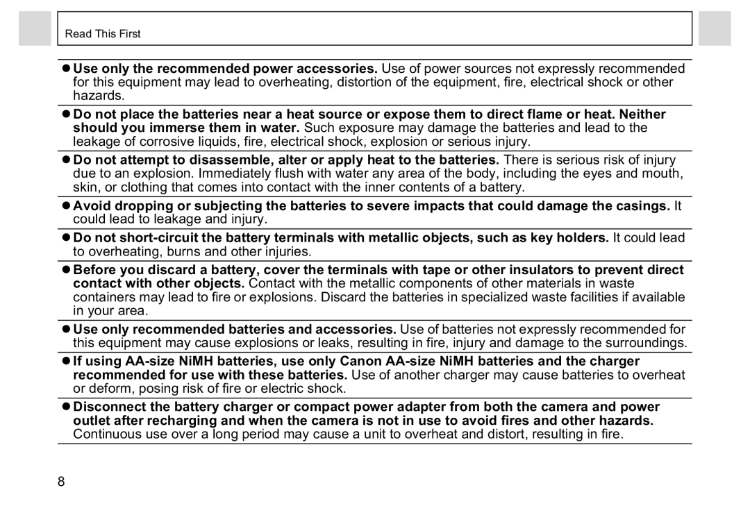 Canon A95 manual Read This First 