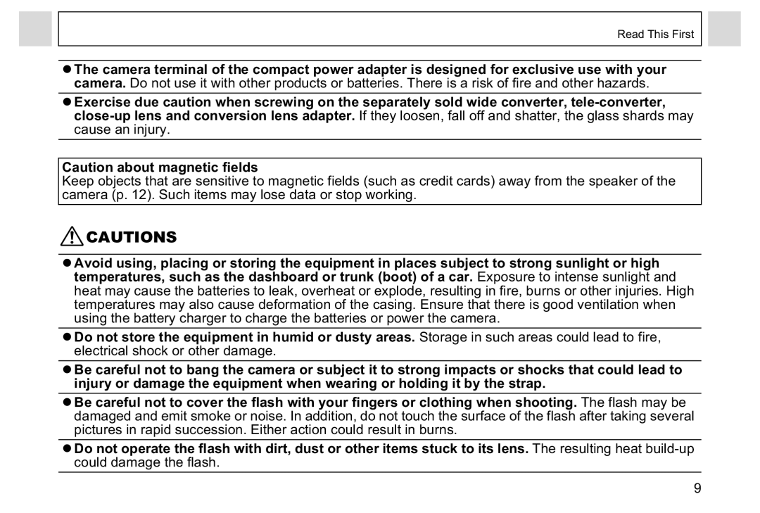 Canon A95 manual Read This First 