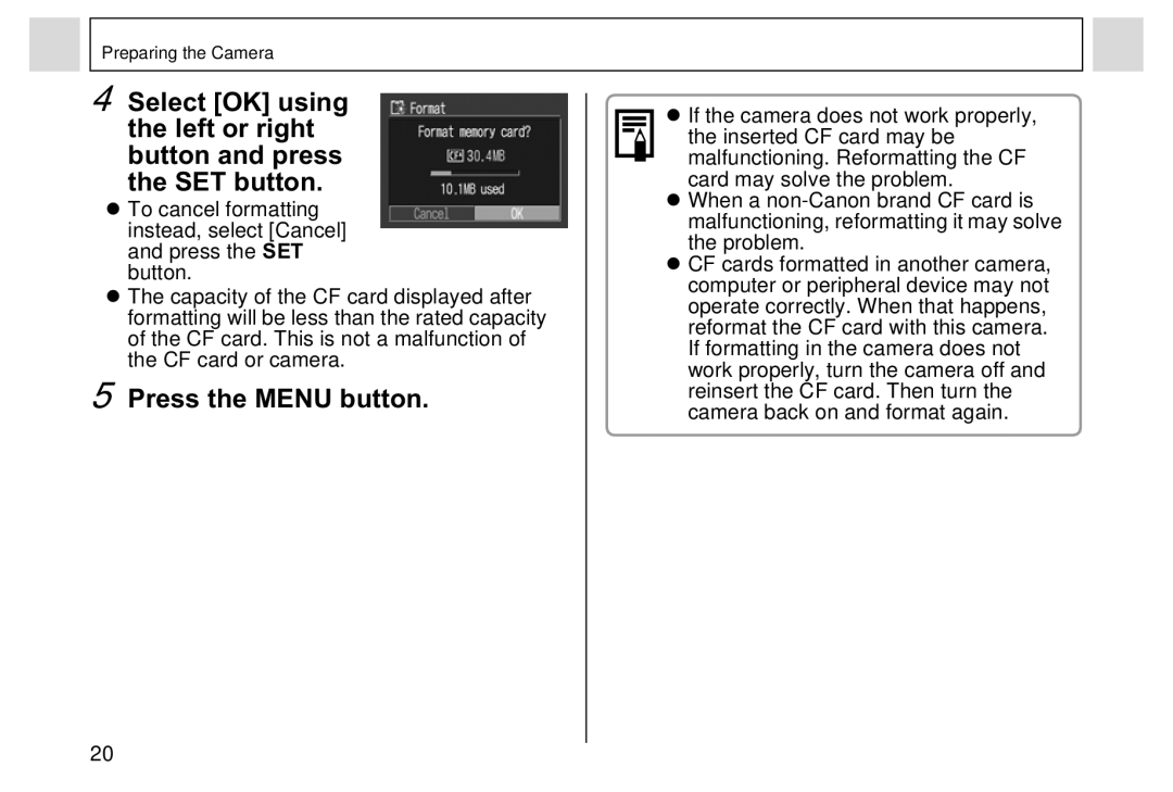 Canon A95 manual Press the Menu button 