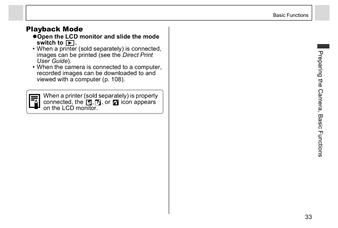 Canon A95 manual ZOpen the LCD monitor and slide the mode switch to 