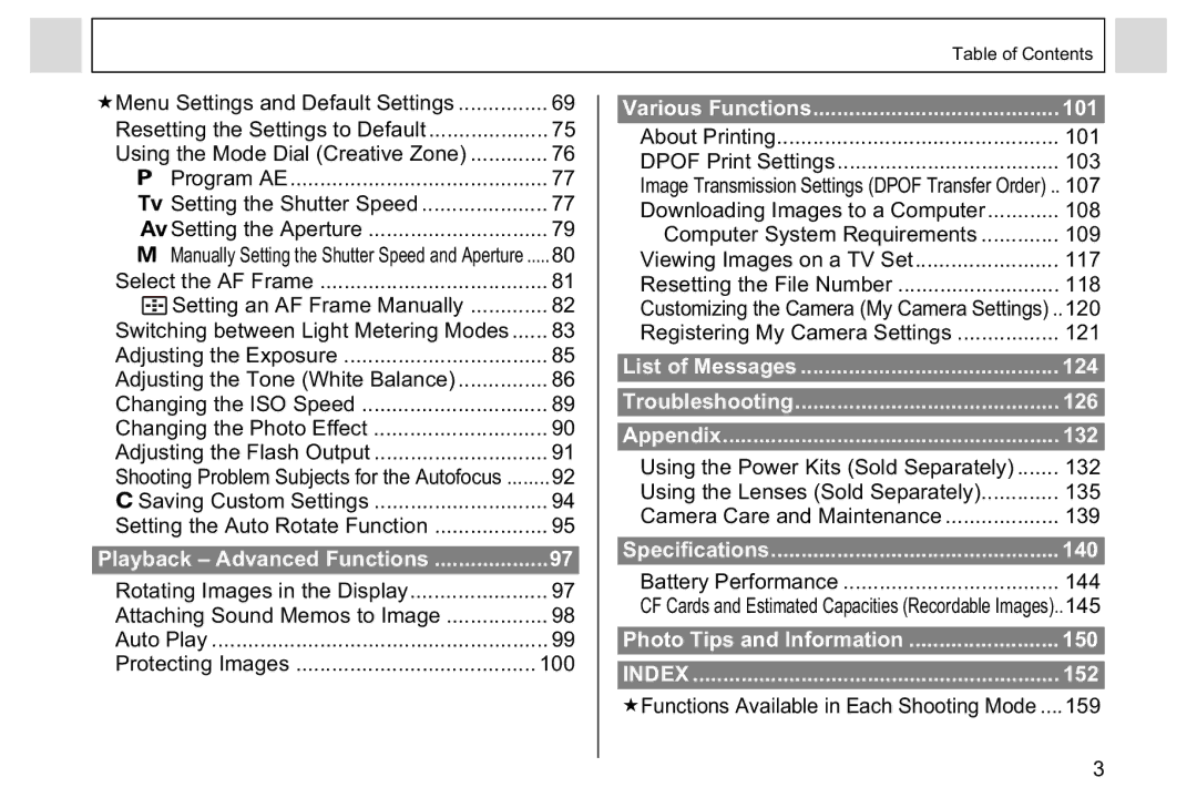 Canon A95 Saving Custom Settings Setting the Auto Rotate Function, About Printing 101 Dpof Print Settings 103, 107, 120 