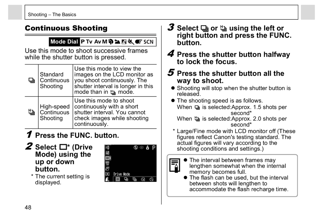 Canon A95 manual Continuous Shooting 