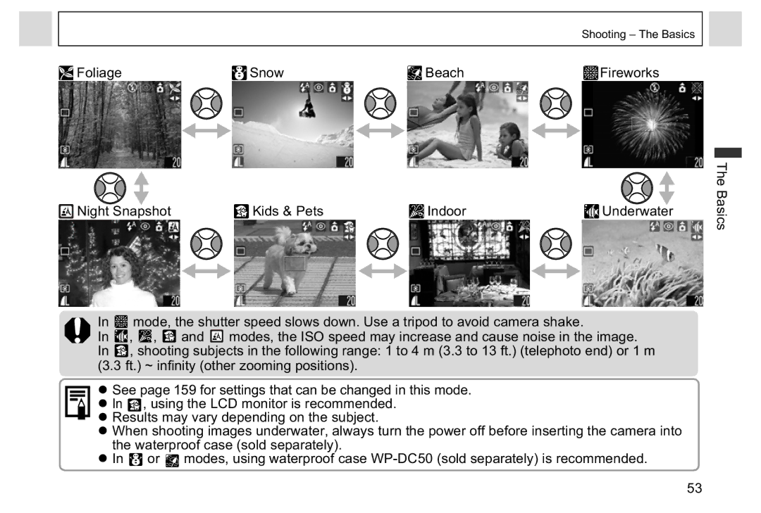 Canon A95 manual Foliage Snow Beach, Night Snapshot Kids & Pets Indoor 