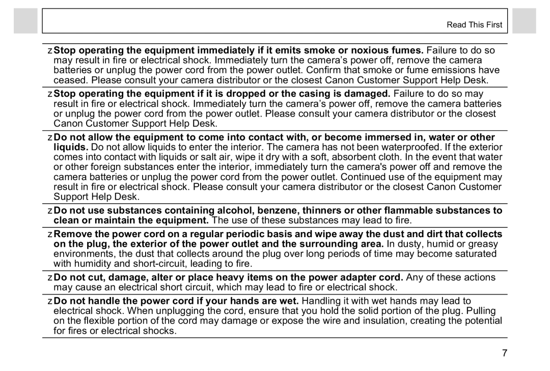 Canon A95 manual Read This First 