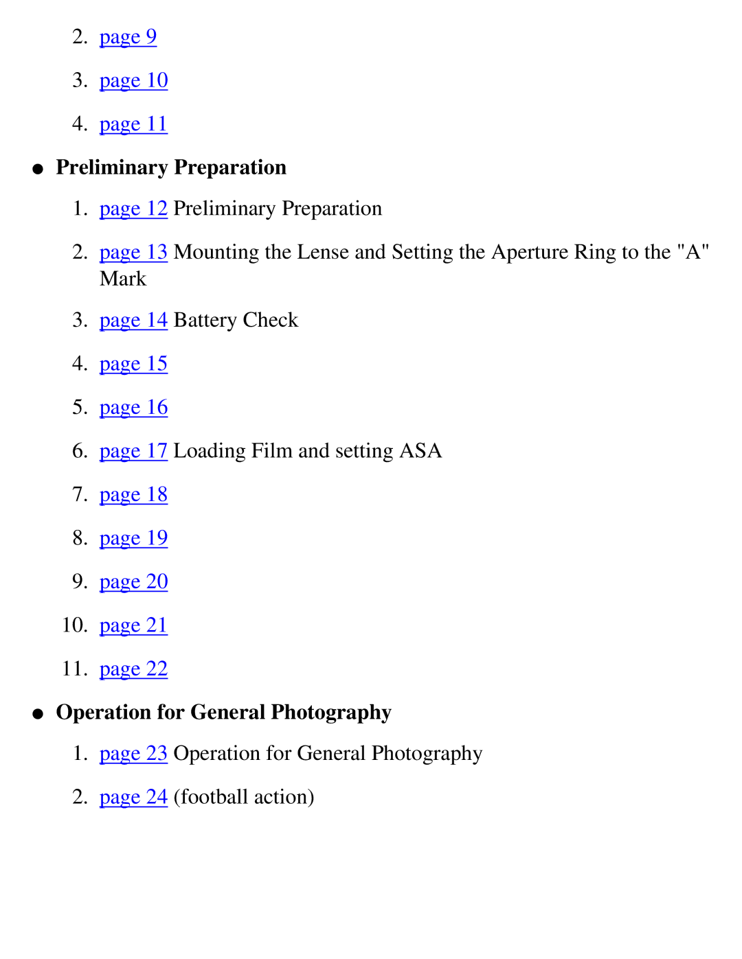 Canon AE-1 specifications Preliminary Preparation 