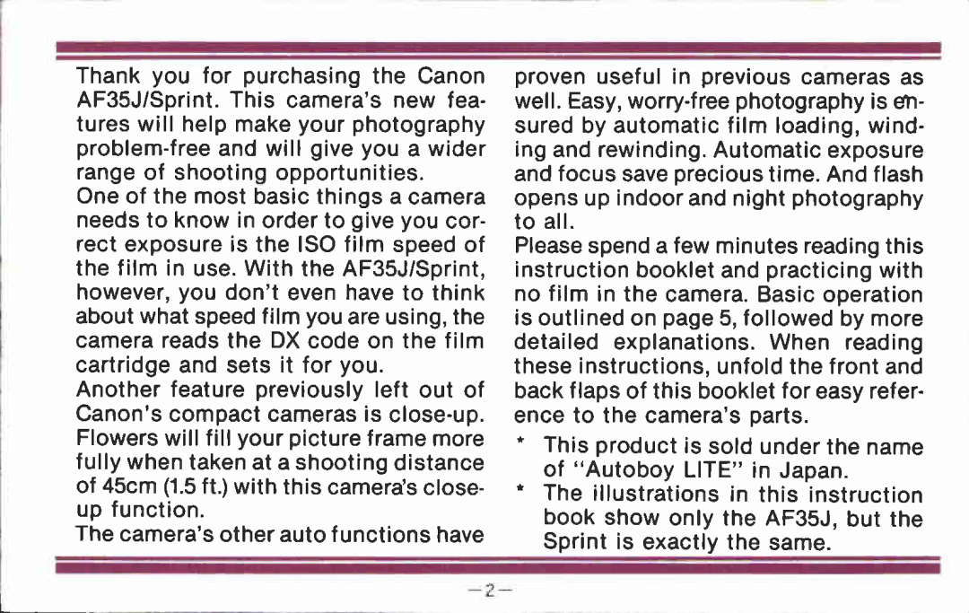 Canon AF 35 J manual 