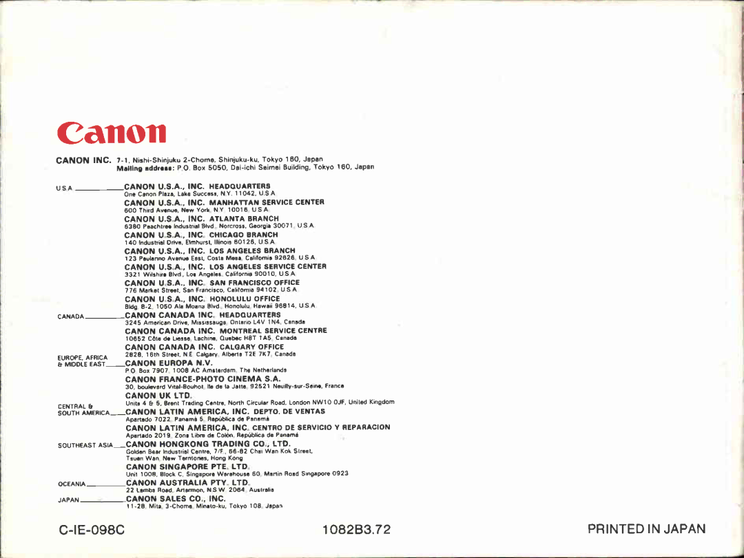 Canon AF310XL-S manual 