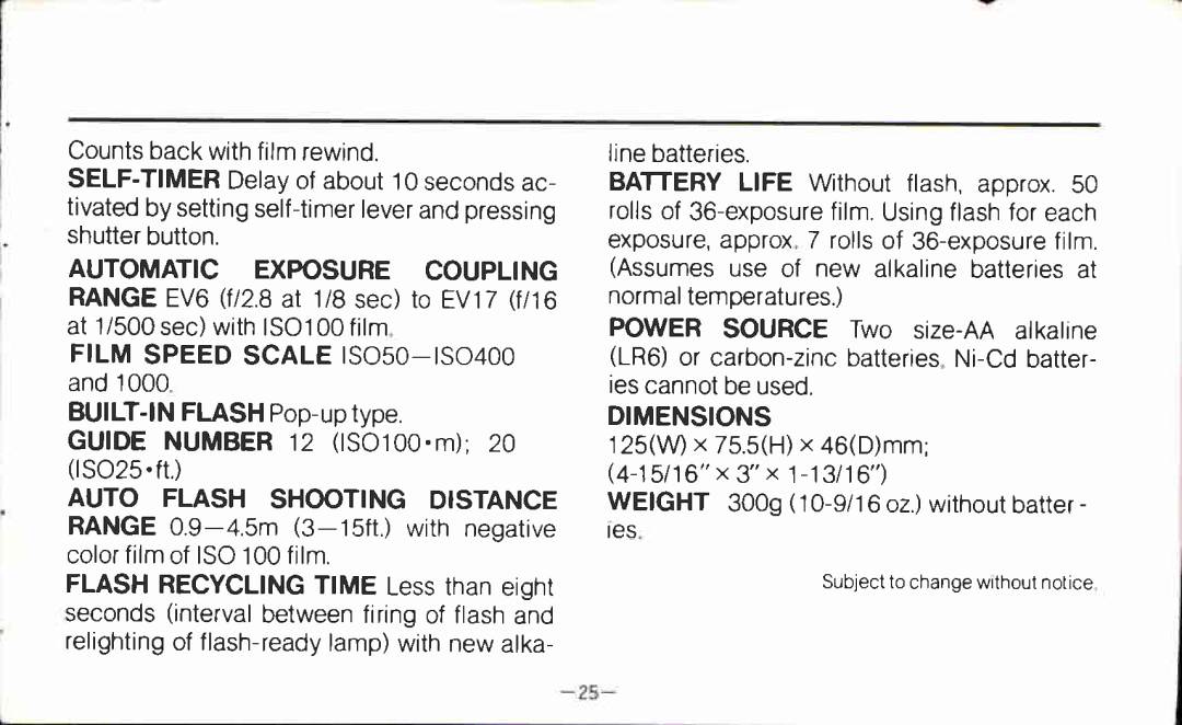 Canon AF35MII manual 