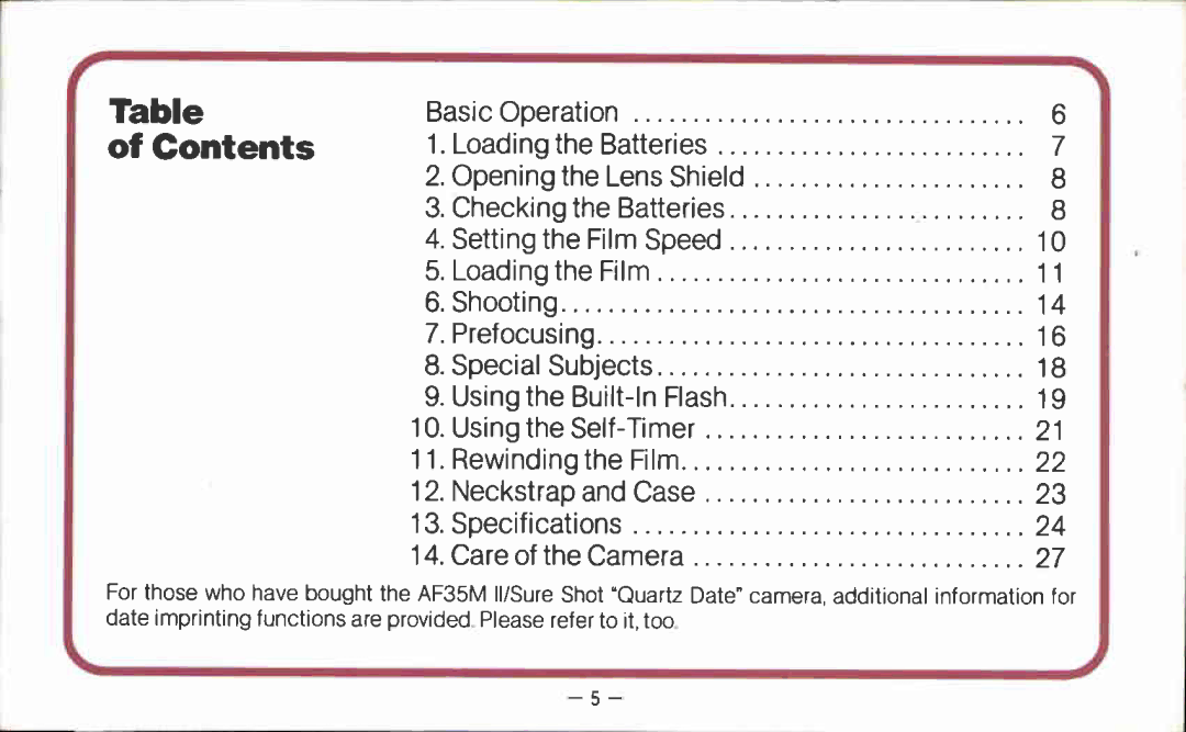 Canon AF35MII manual 