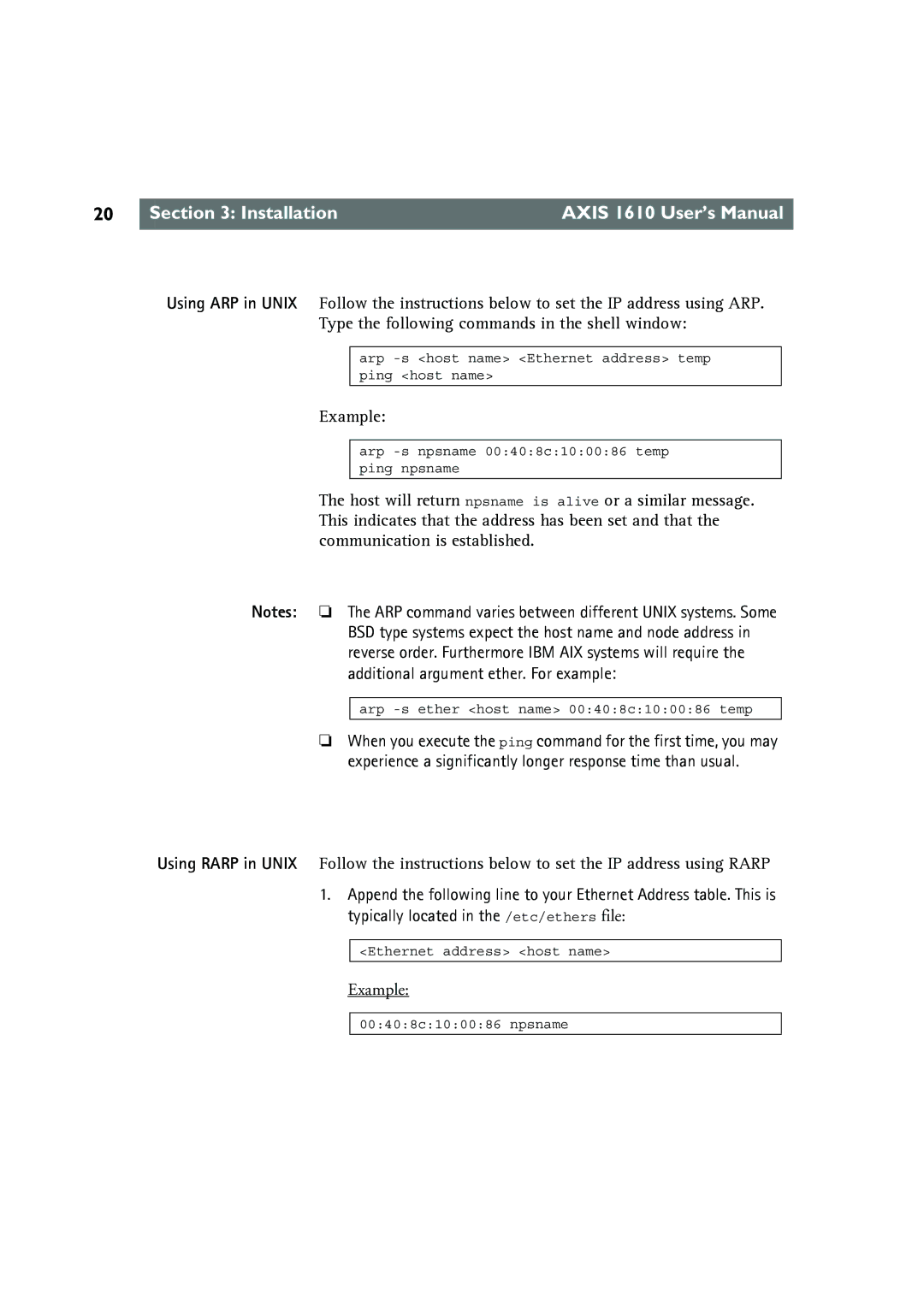 Canon AXIS 1610 user manual Example 