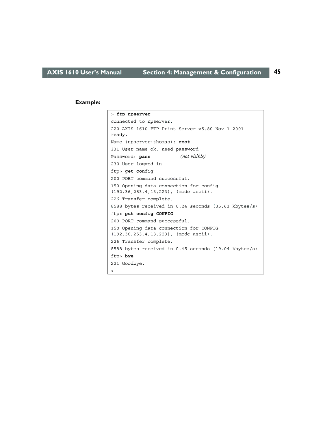 Canon AXIS 1610 user manual Example 