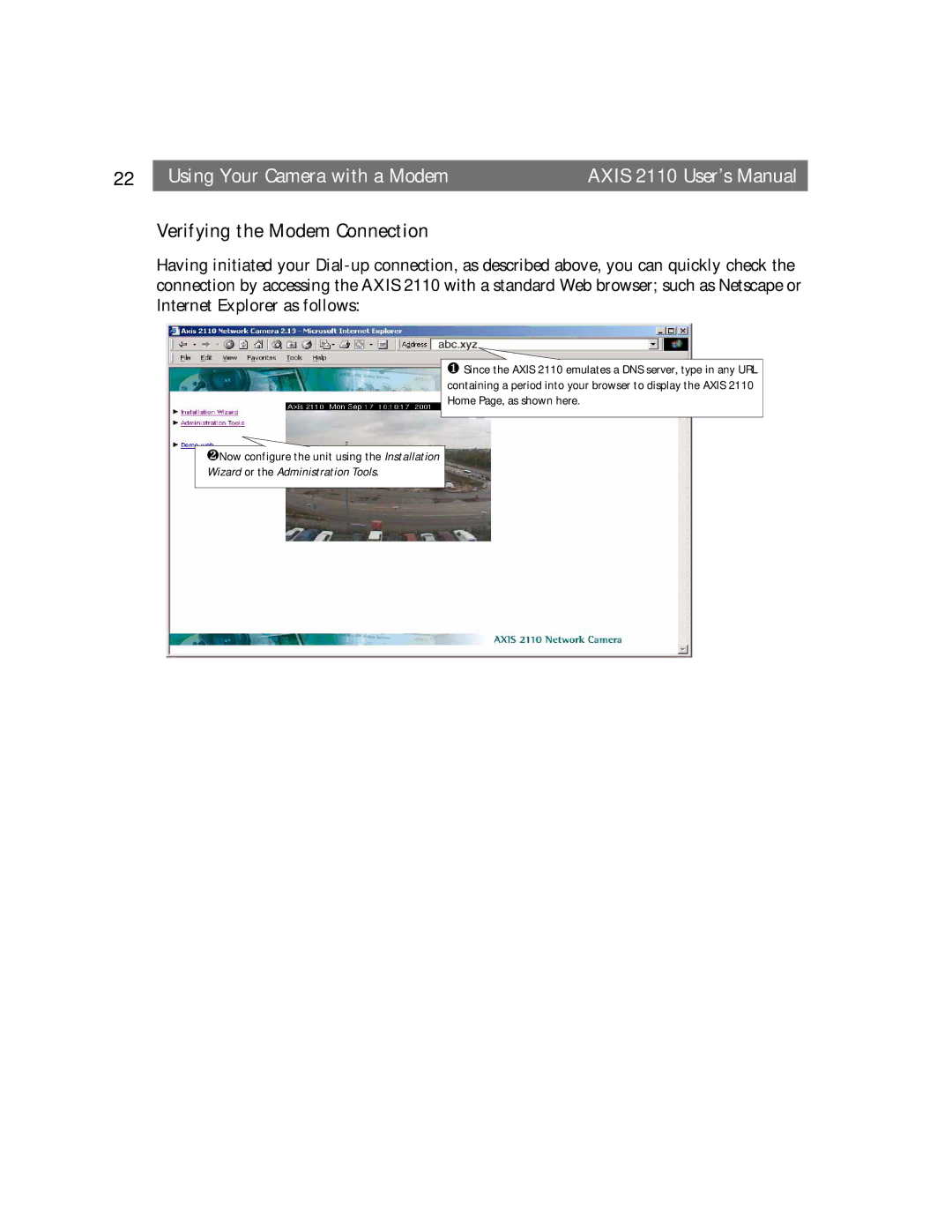 Canon AXIS 2110 manual Verifying the Modem Connection 