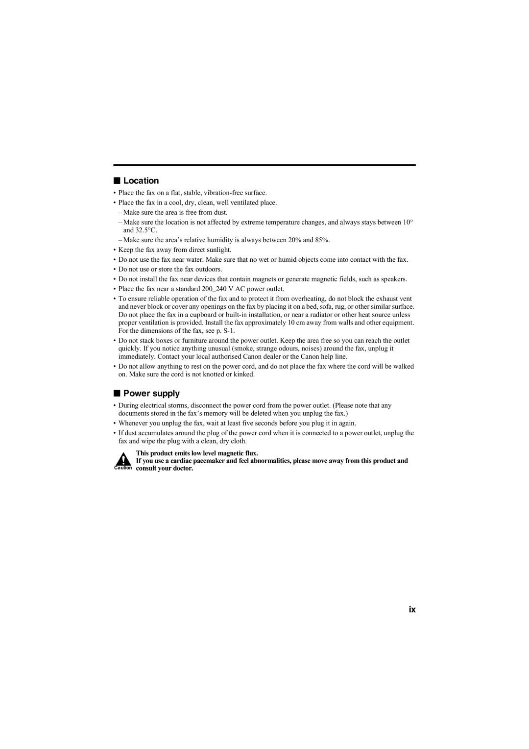 Canon B140, B120, B115 manual Location, Power supply 