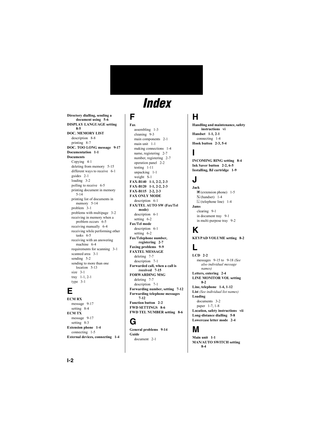 Canon B120, B140, B115 manual Ecm Rx 