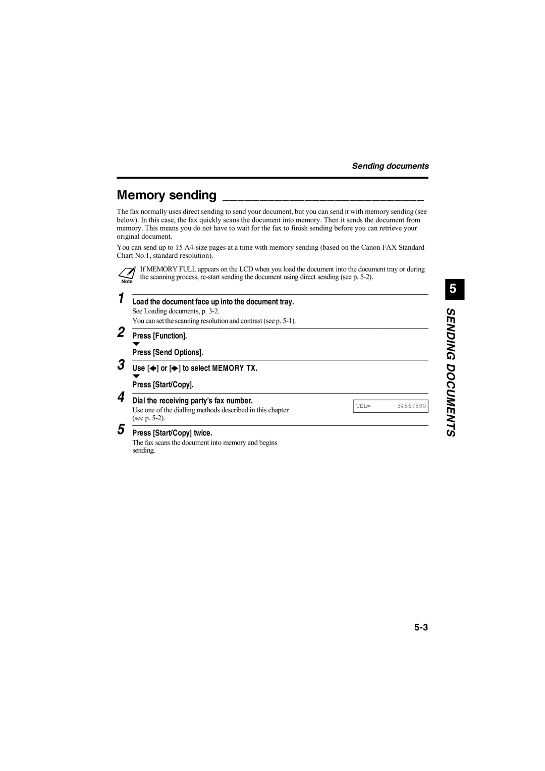 Canon B140, B120, B115 manual Memory sending 