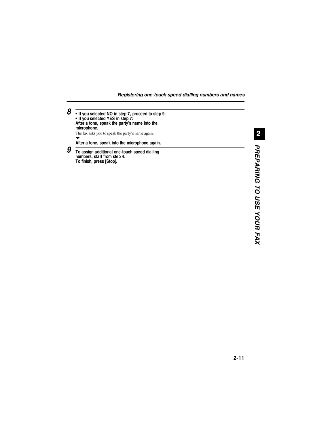 Canon B140, B120, B115 manual Registering one-touch speed dialling numbers and names 