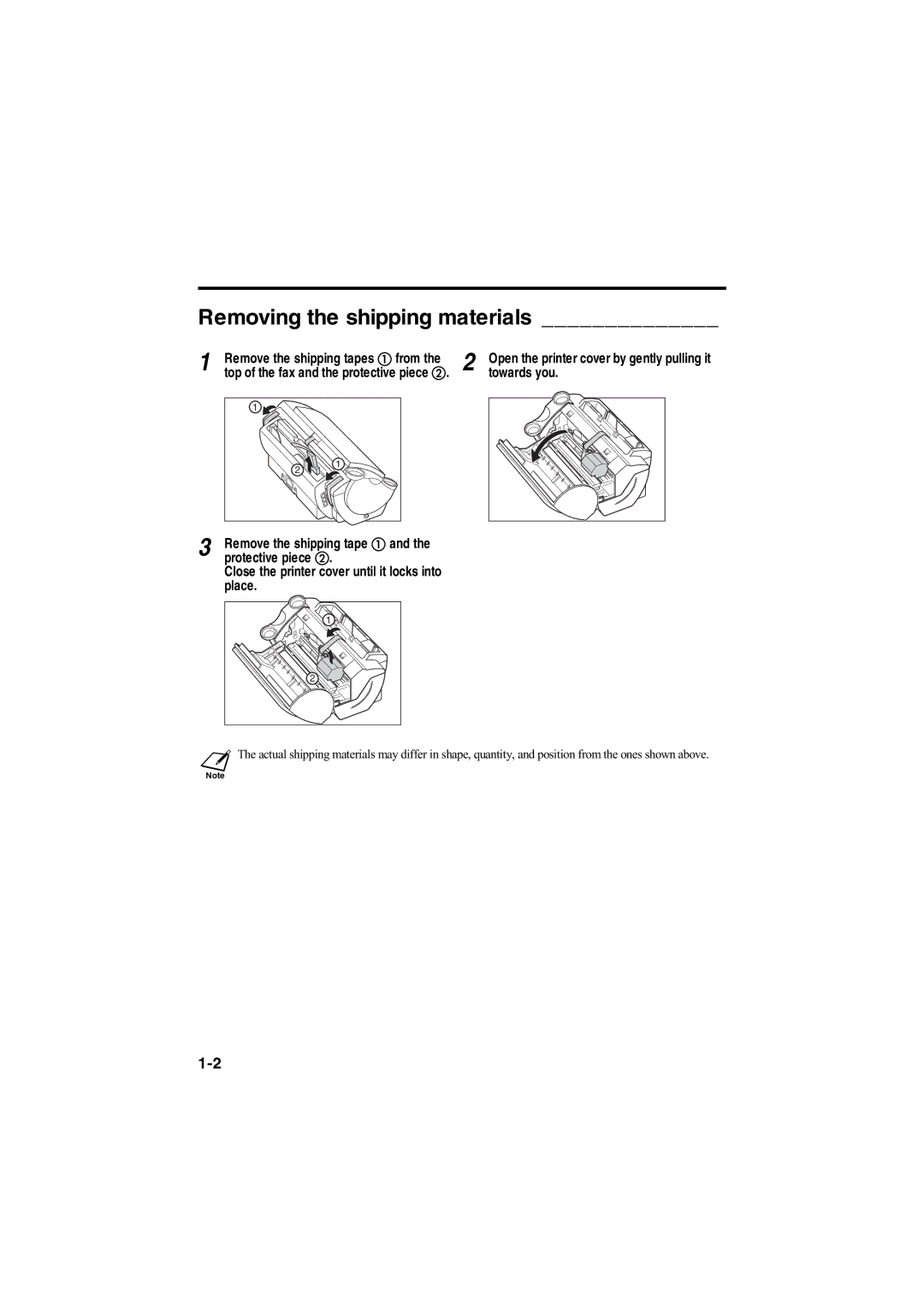 Canon B120, B140, B115 manual Removing the shipping materials, Towards you 