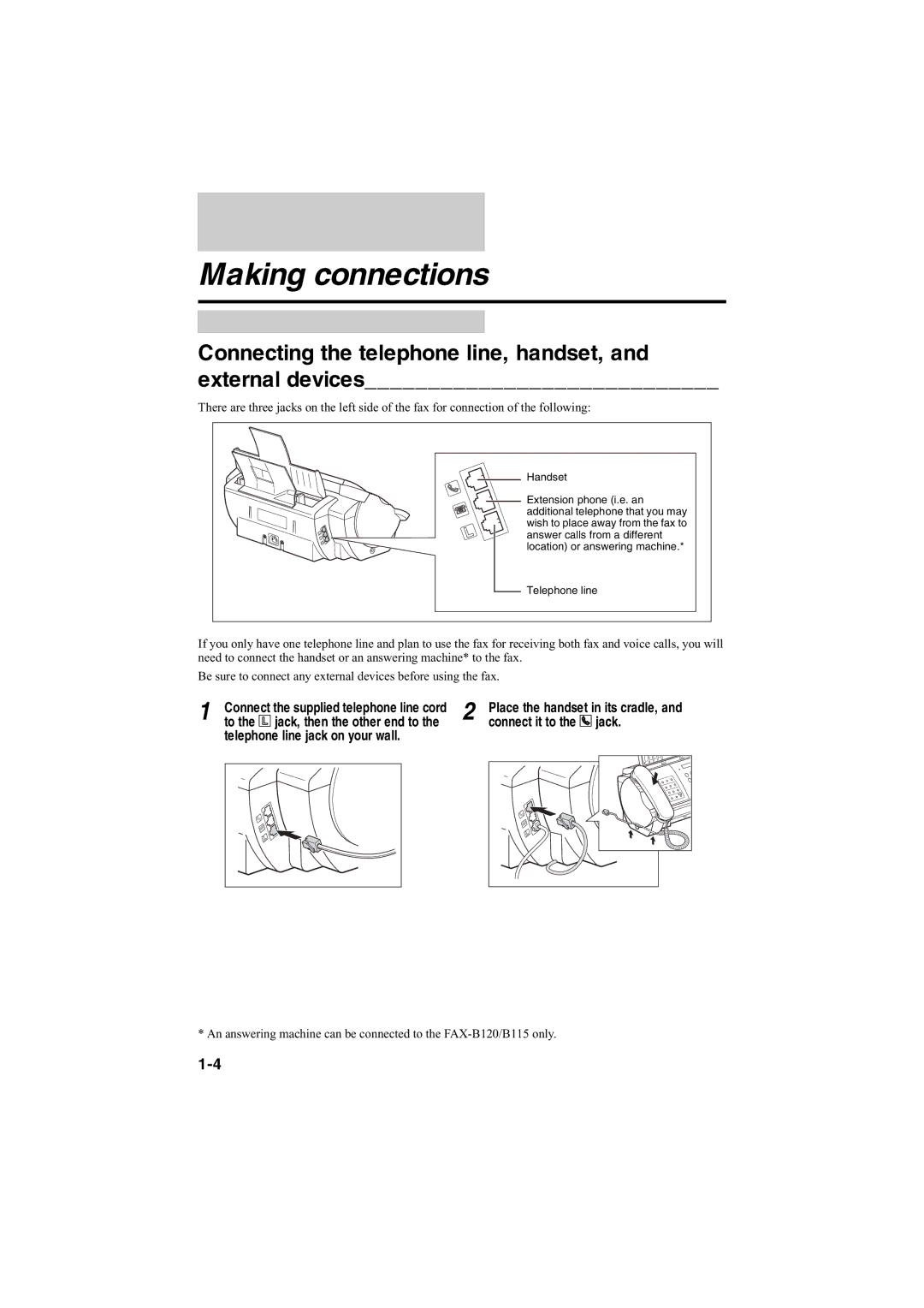 Canon B140, B120, B115 manual Making connections 