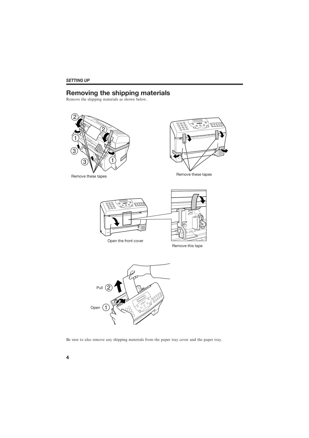 Canon B150 manual Removing the shipping materials, Setting UP 