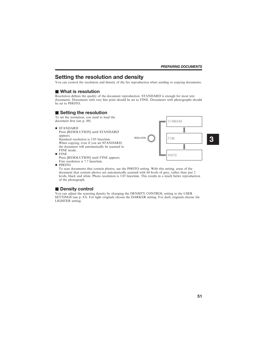 Canon B150 manual Setting the resolution and density, What is resolution, Density control 