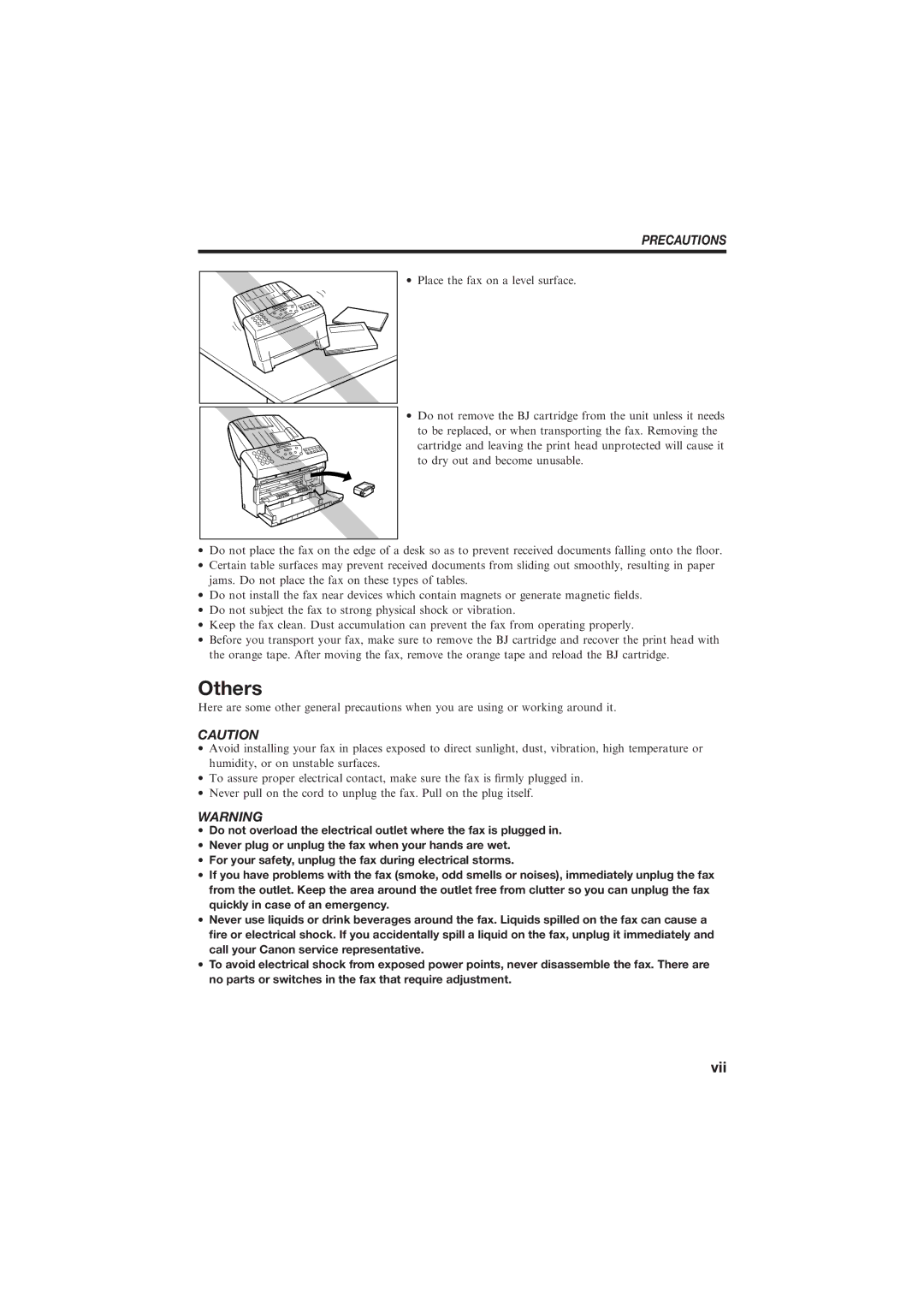 Canon B150 manual Others, Precautions 