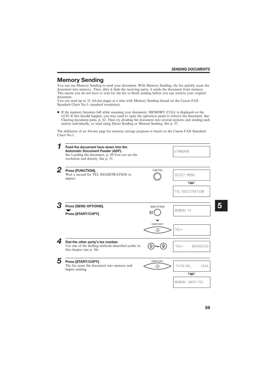 Canon B150 manual Memory Sending, Sending Documents, Press Send Options 