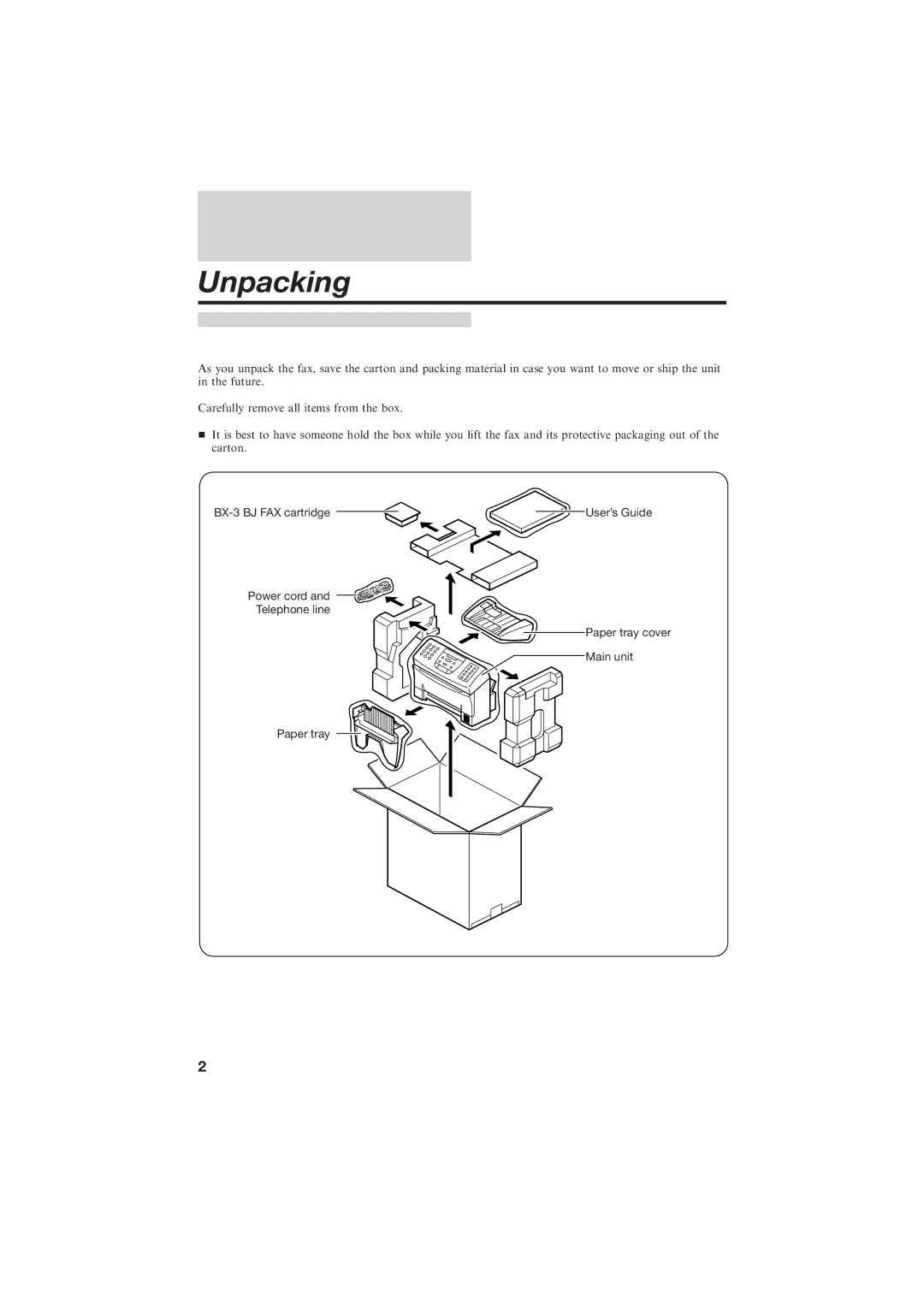 Canon B155 manual Unpacking 