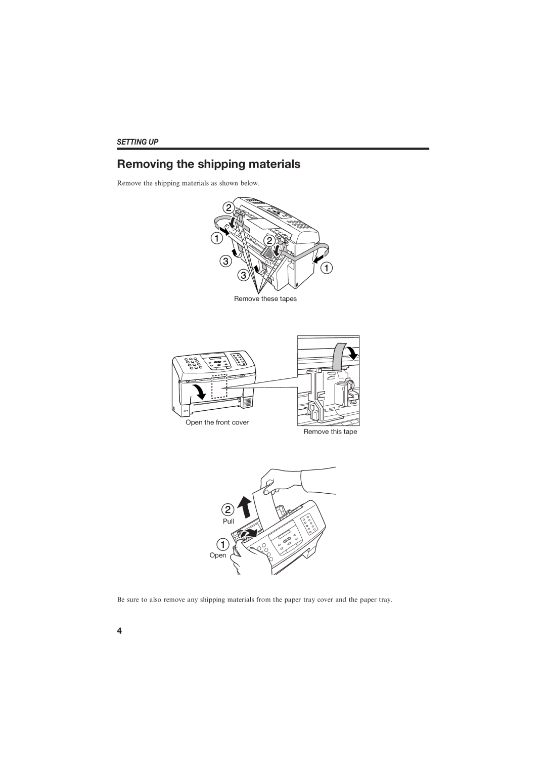 Canon B155 manual Removing the shipping materials, Setting UP 