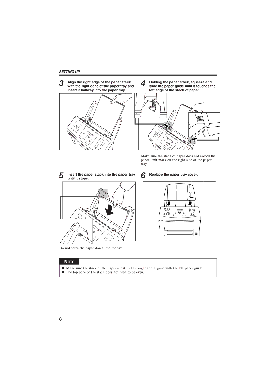 Canon B155 manual Align the right edge of the paper stack, Left edge of the stack of paper, Until it stops 