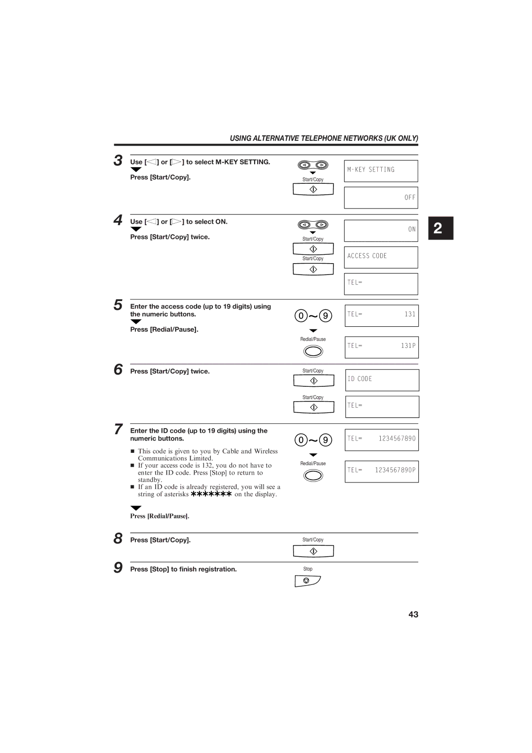 Canon B155 manual Using Alternative Telephone Networks UK only 