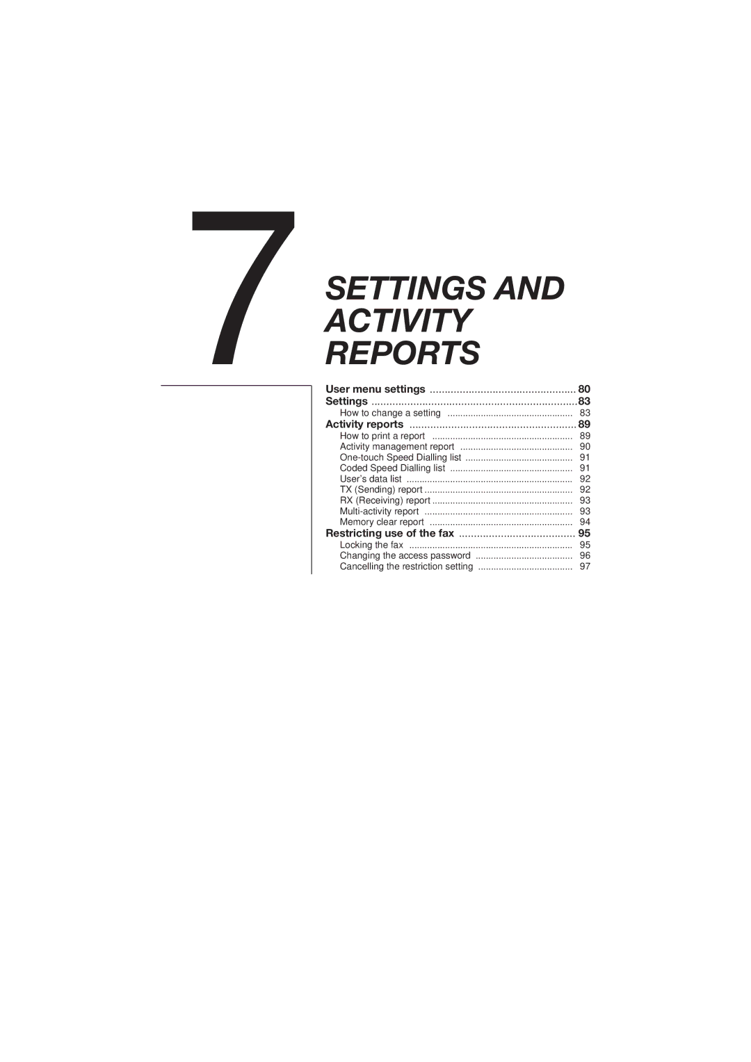 Canon B155 manual Settings Activity 