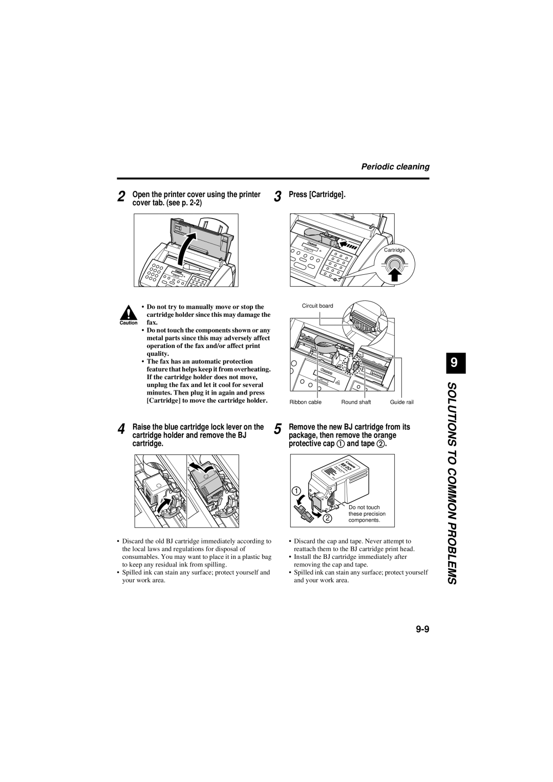 Canon B180C, B160 manual To Common Problems, Cartridge Protective cap a and tape b 