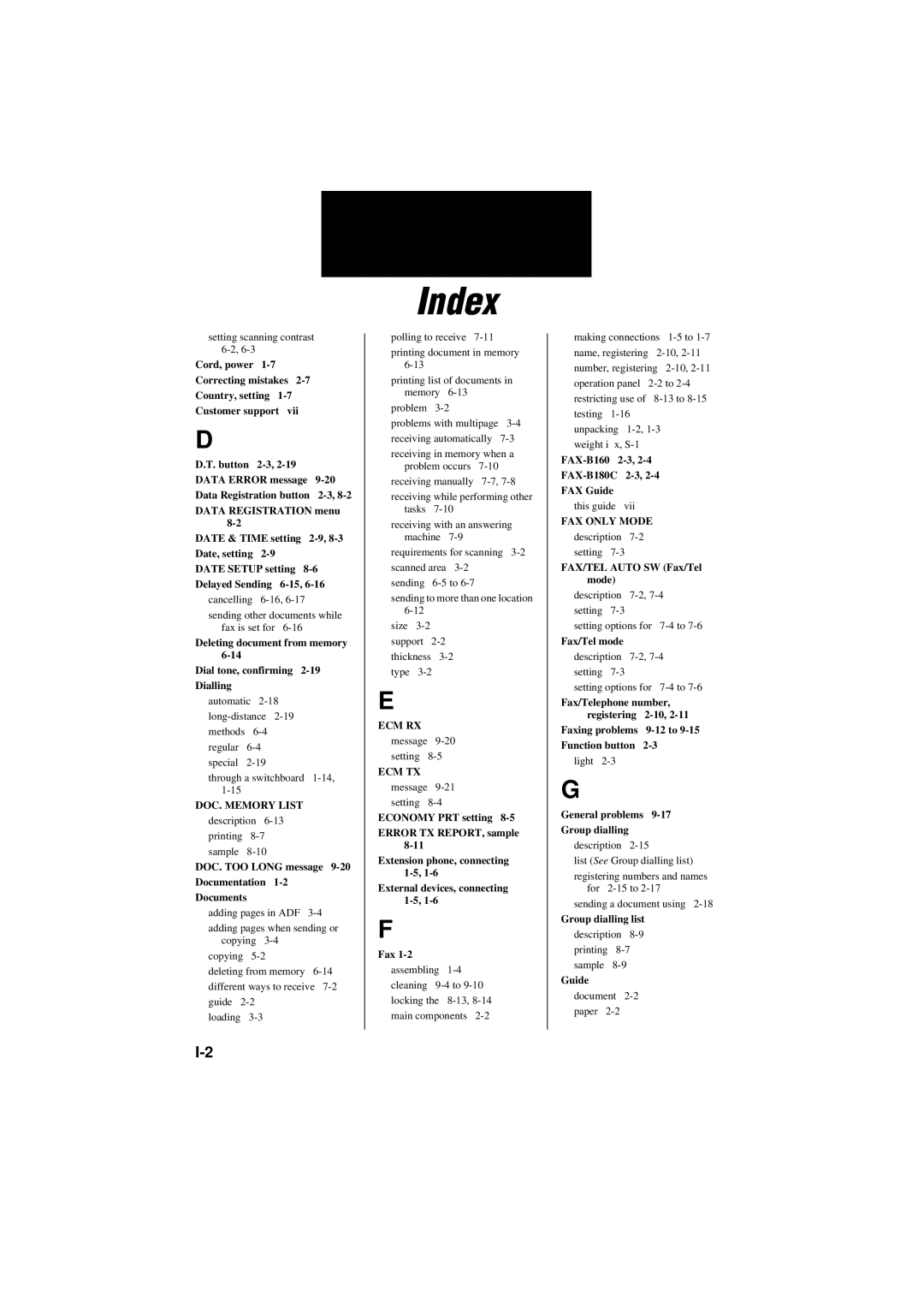 Canon B160, B180C manual Ecm Rx 