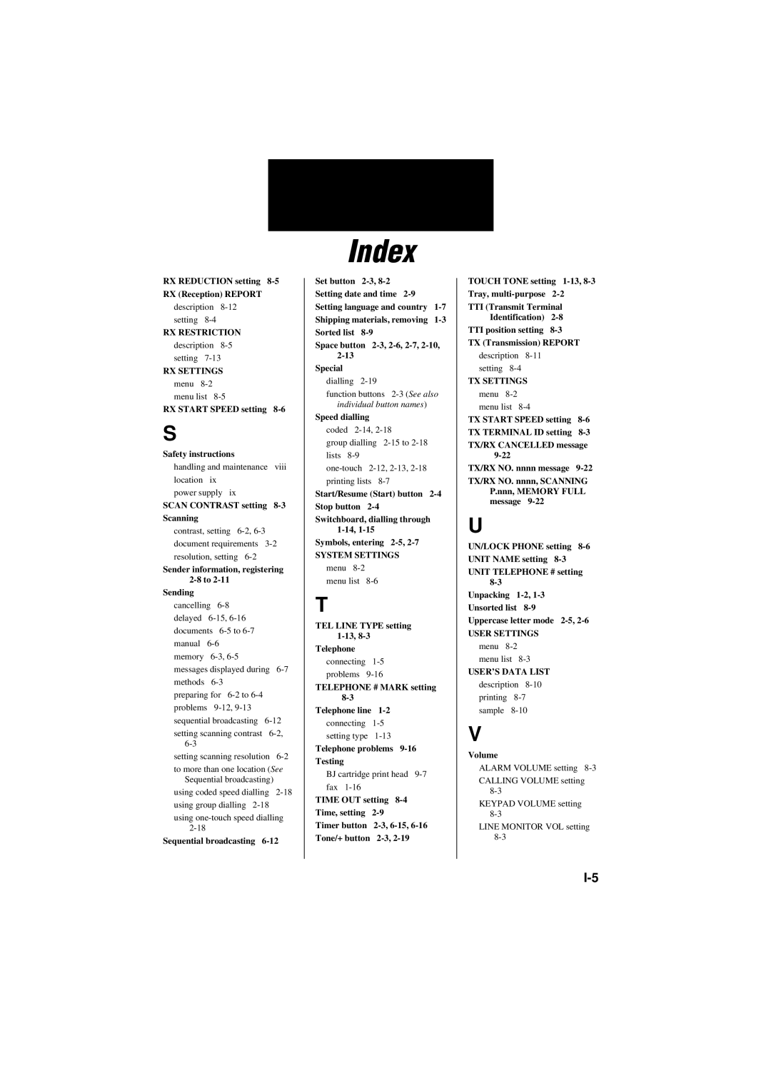 Canon B180C, B160 manual RX Restriction 