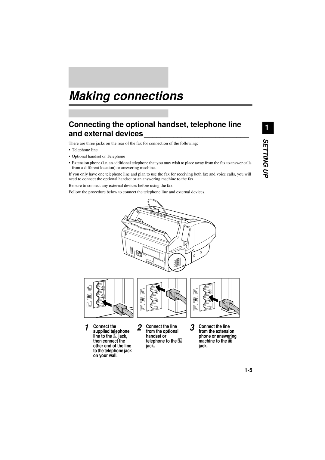 Canon B180C, B160 manual Making connections 