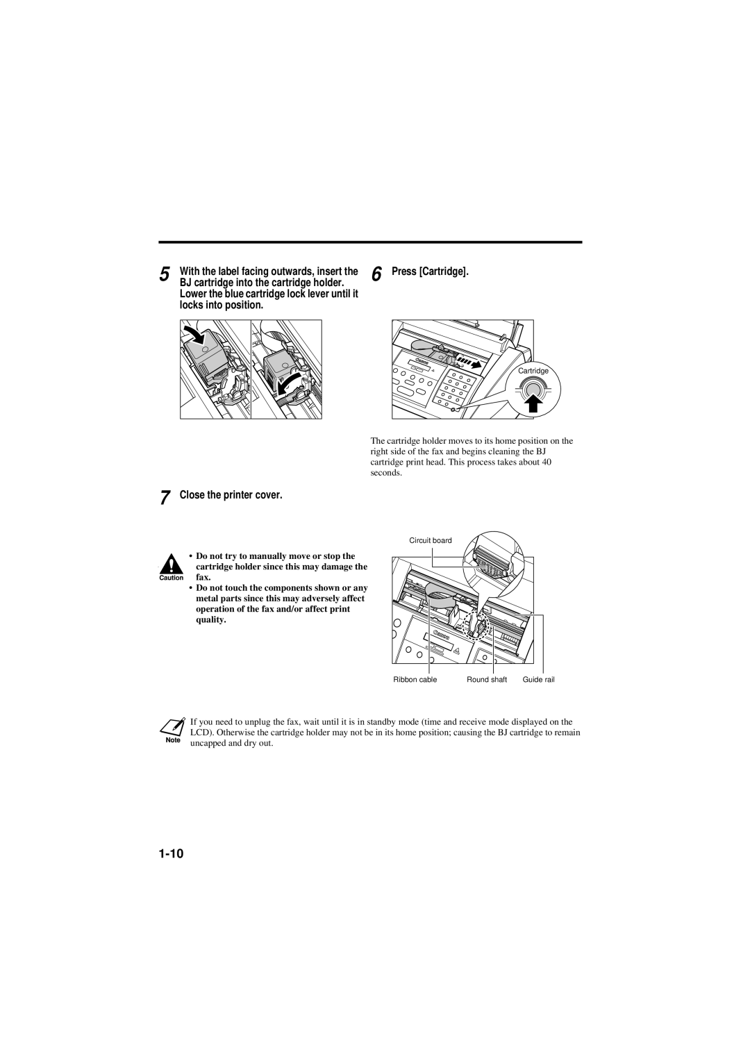 Canon B160, B180C manual BJ cartridge into the cartridge holder 