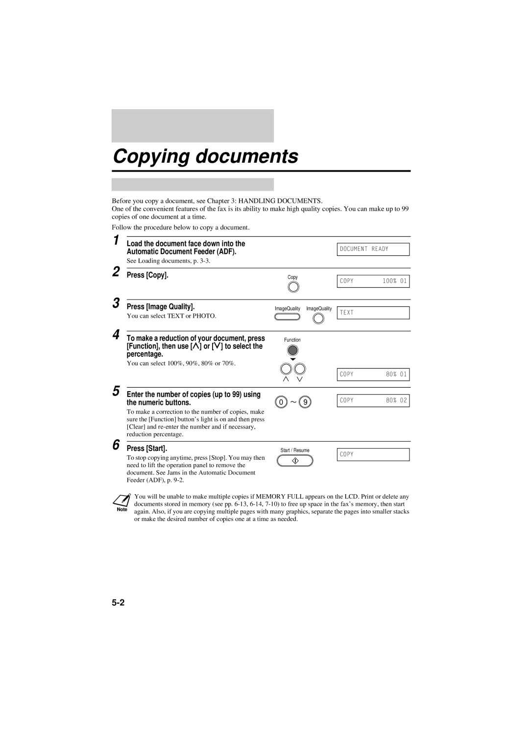 Canon B160, B180C manual Copying documents 