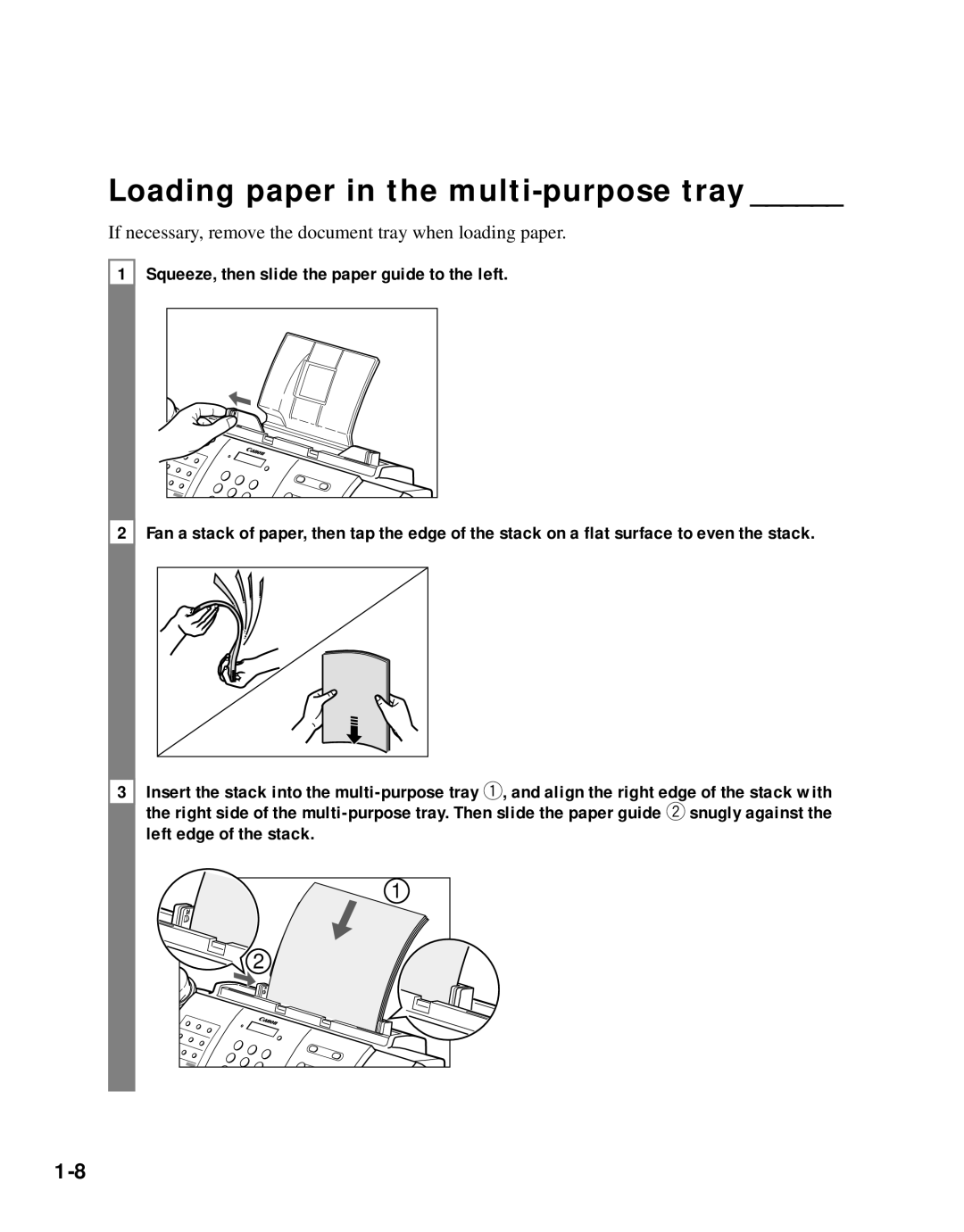 Canon B45 manual Loading paper in the multi-purpose tray 