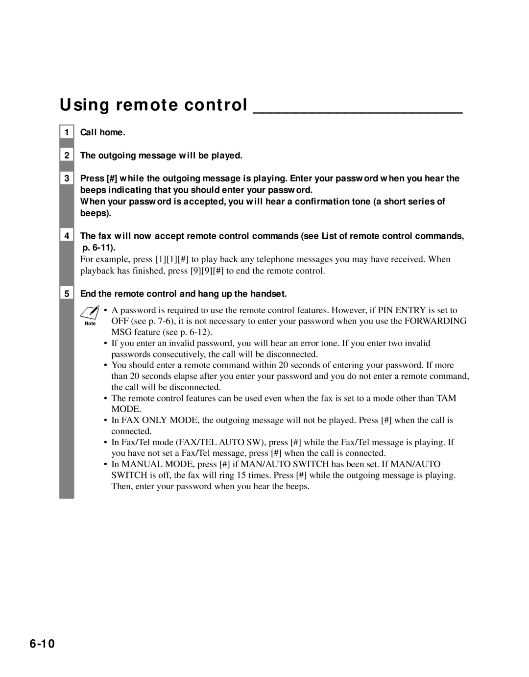 Canon B45 manual Using remote control, End the remote control and hang up the handset 