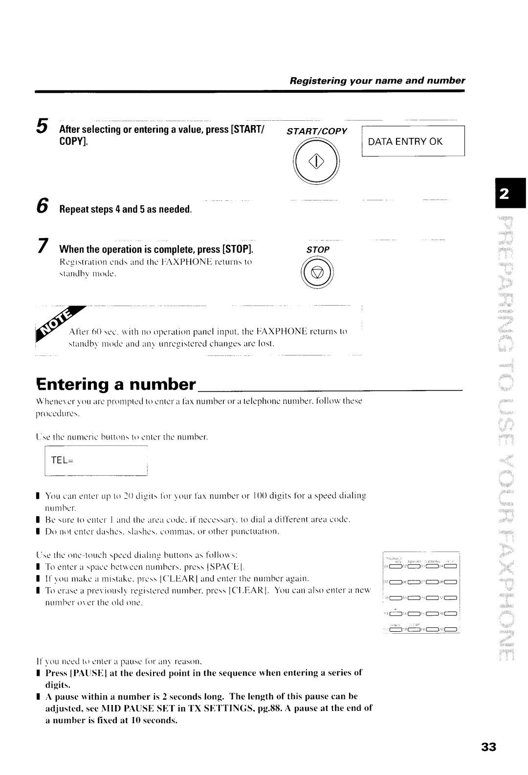 Canon B540, B550 manual Entering a number, Ia Whentheoperationiscomplete,pressSTOPI, Repeatsteps4and5 asneeded 