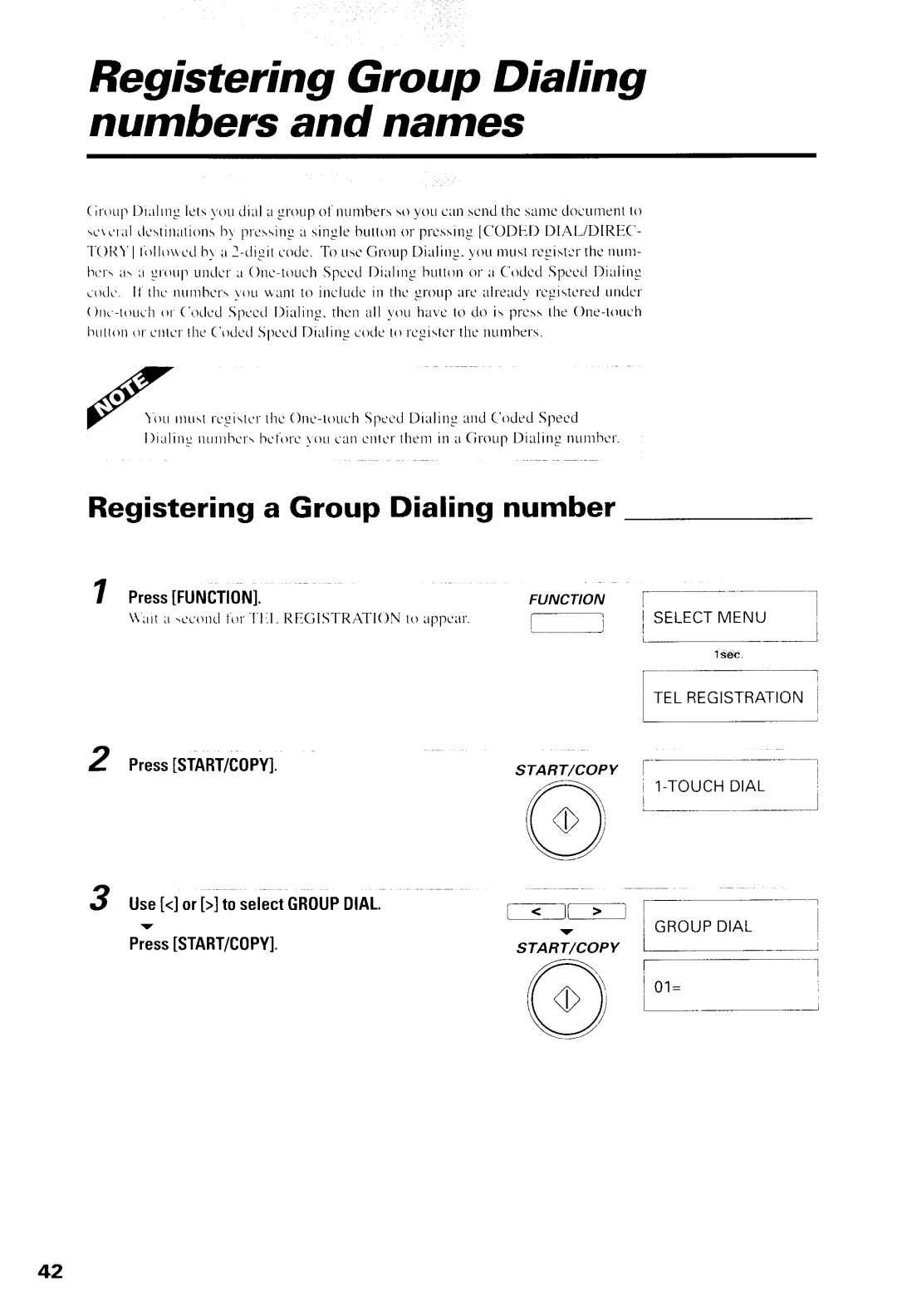 Canon B550, B540 manual Registering Group Dialing numhers and names, Registering a Group Dialing number, Lrl 