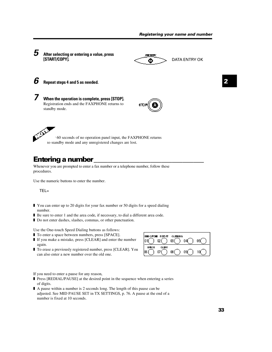 Canon B640 manual Entering a number, After selecting or entering a value, press 