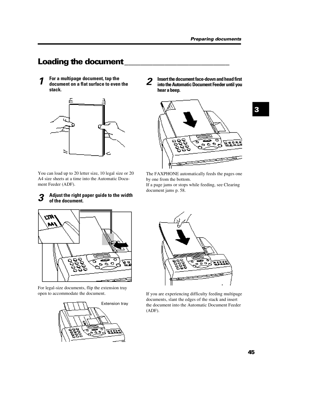 Canon B640 manual Loading the document, Document 