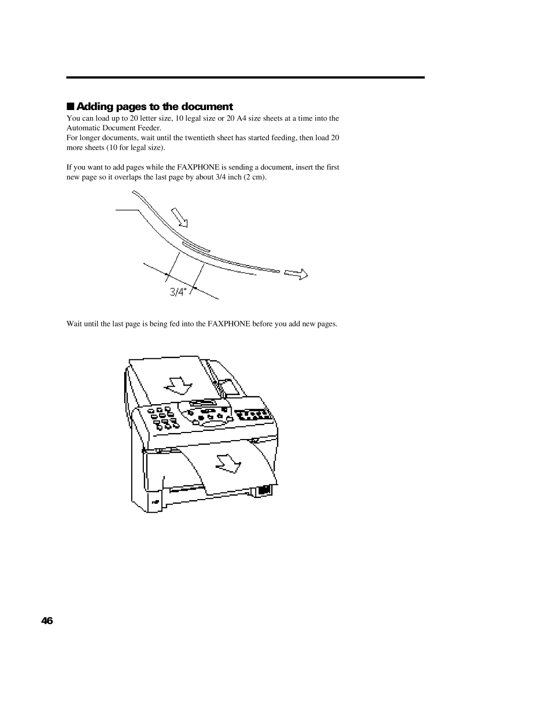 Canon B640 manual Adding pages to the document 