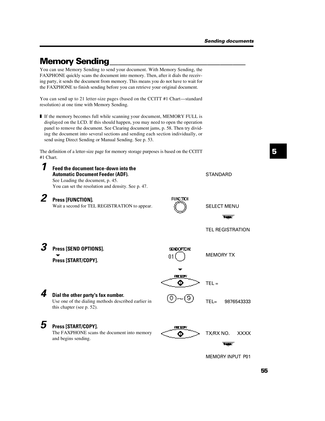 Canon B640 manual Memory Sending, Press Send Options 