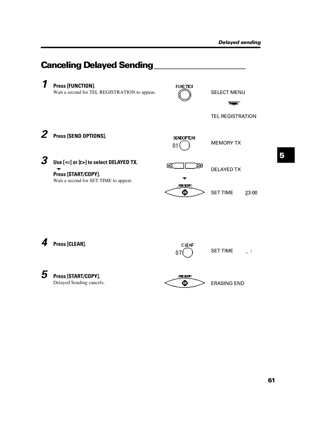 Canon B640 manual Canceling Delayed Sending, Press Clear 