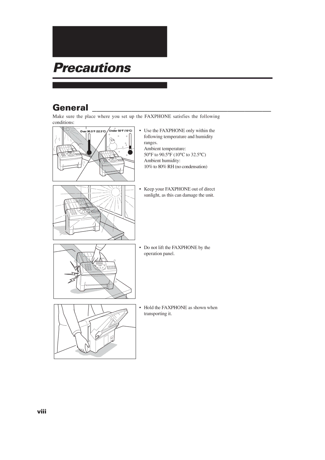 Canon B640 manual Precautions, General 